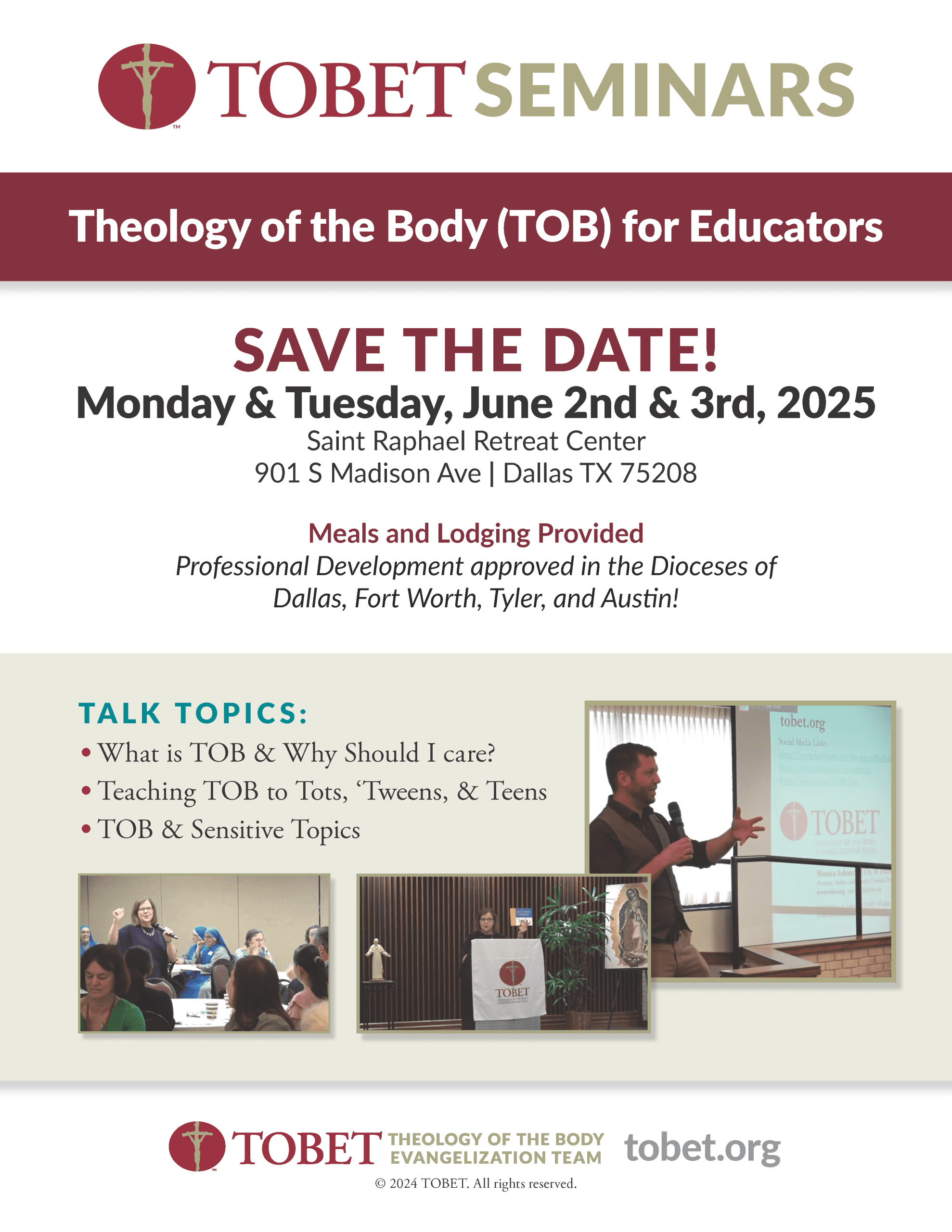 TOBET Seminars 2025 flyer All Dioceses